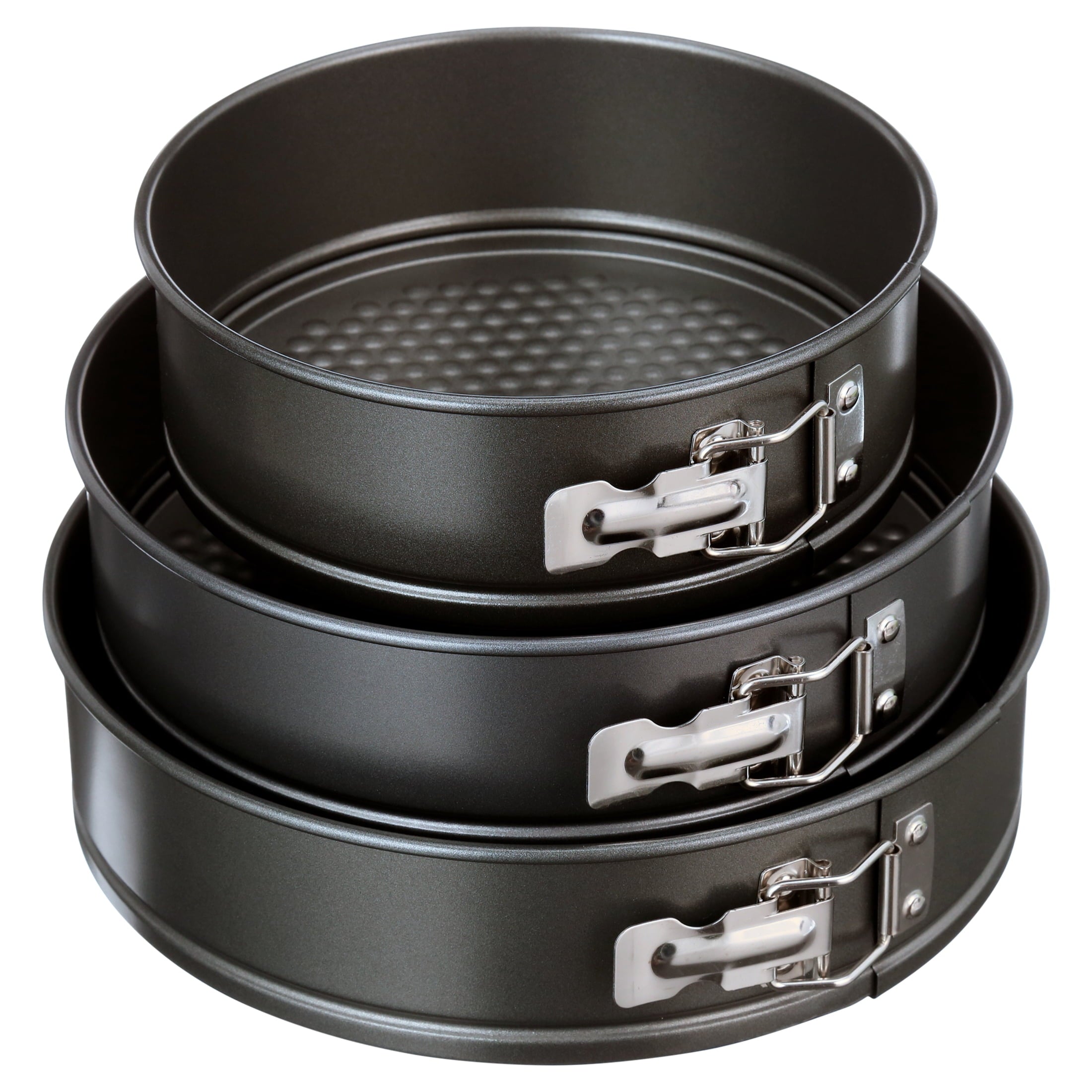 Mainstays, 8", 9", 10" Round Nonstick Carbon Steel Springform Cake Pans, Gray, Set of 3